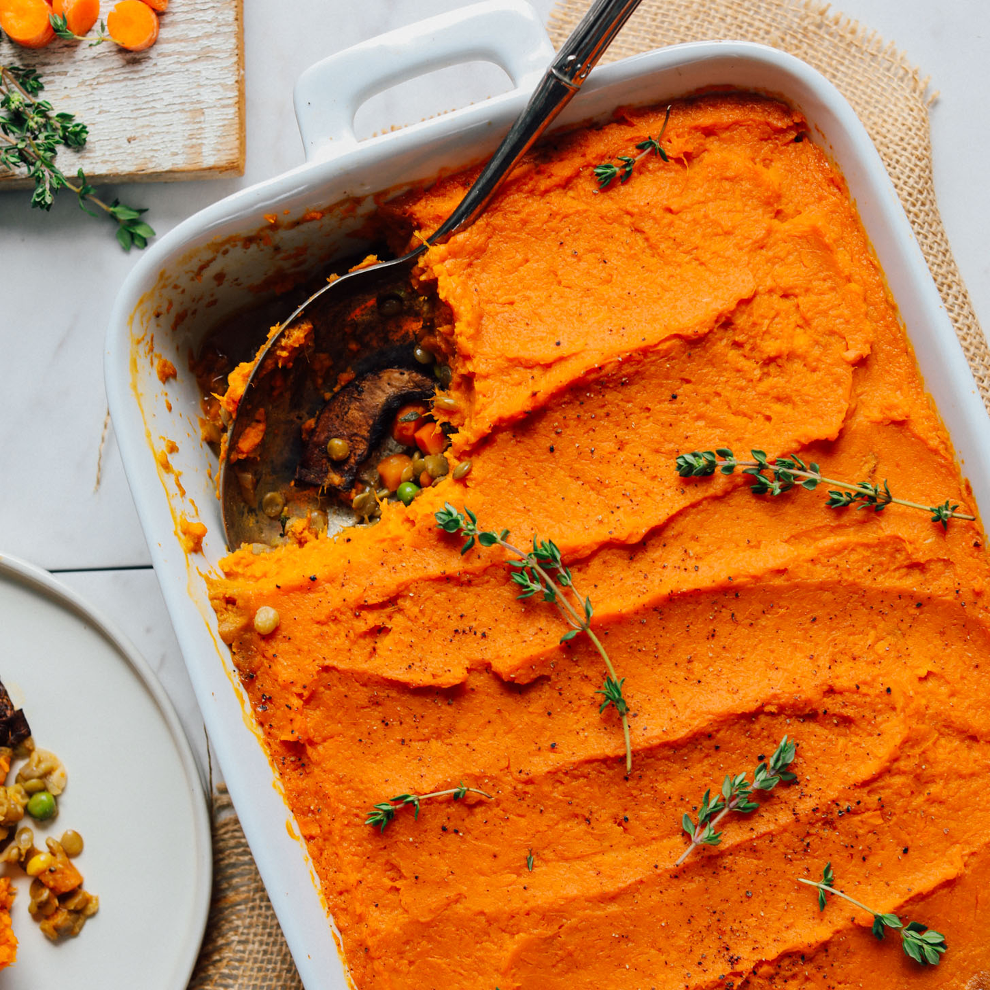 High Protein Lentil Shepards Pie, Served With A Fresh Side Salad