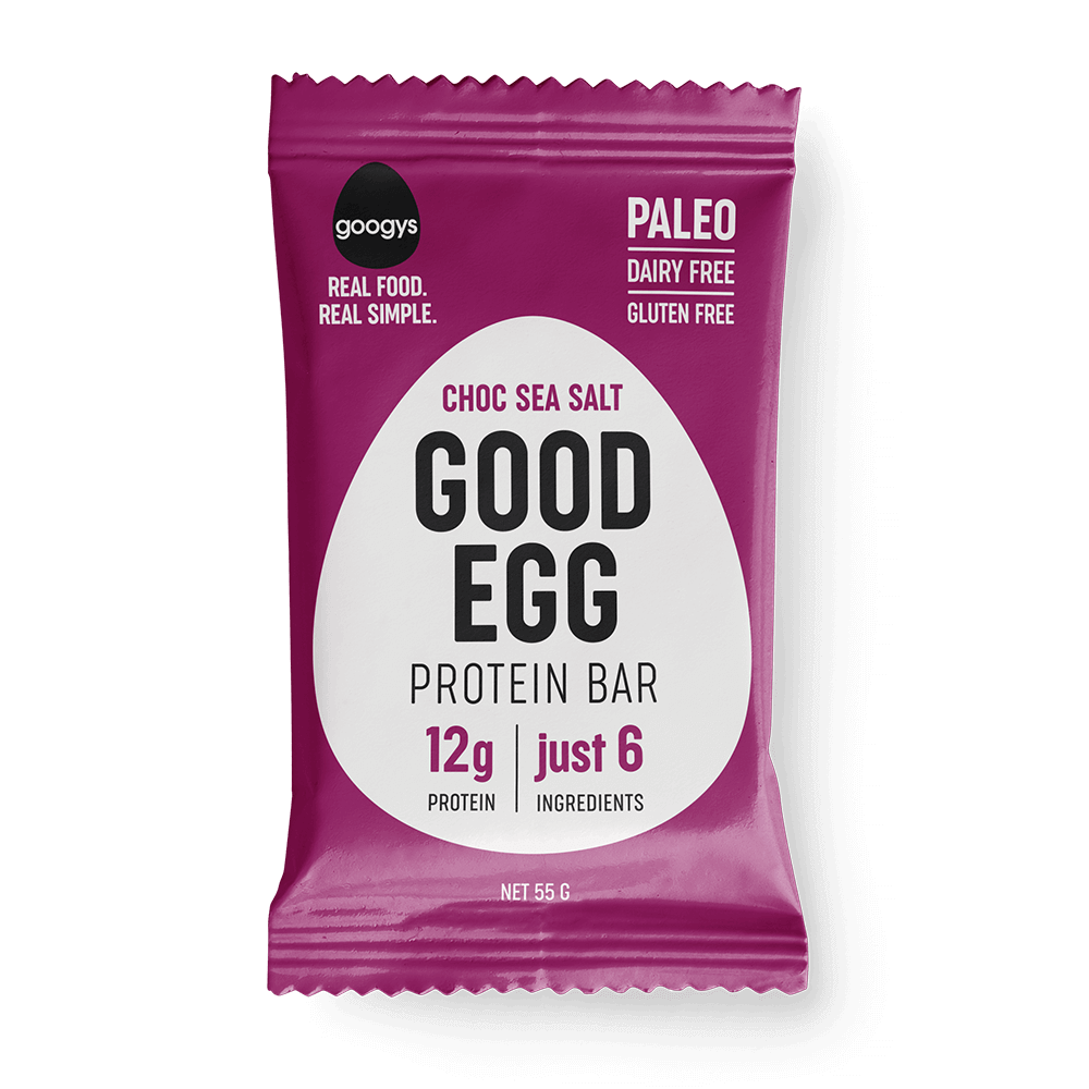 Googy's Good Egg Protein Bar 55g, Choc Sea Salt Flavour
