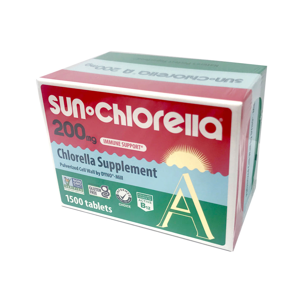 Sun Chlorella A Chlorella Supplement 200mg 300 Tablets Or 1500 Tablets, Gluten-Free With Active B12