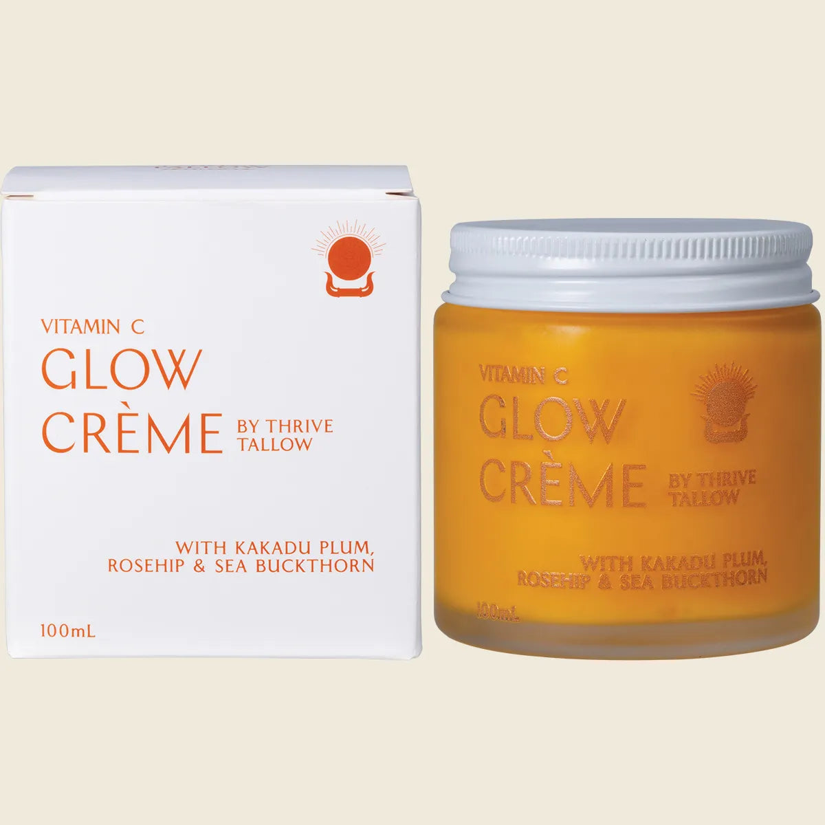 Thrive Tallow Vitamin C Glow Creme 100mL, With Rosehip & Sea Buckthorn