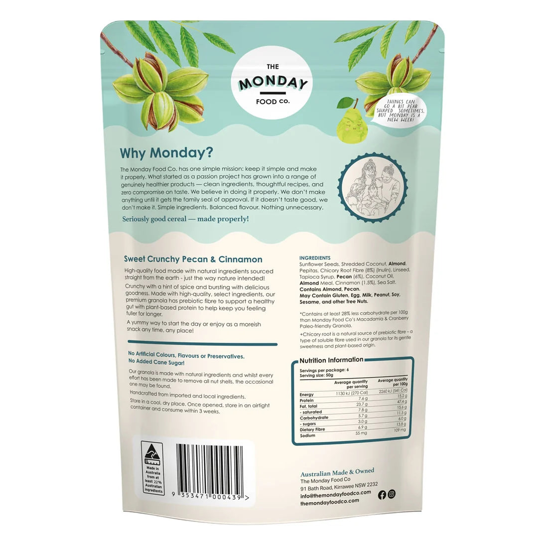 The Monday Food Co Low Carb Gourmet Granola 300g Or 800g, Pecan & Cinnamon Flavour