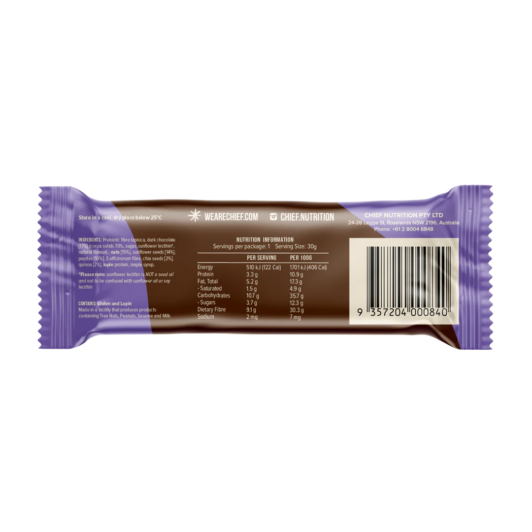 Chief. Thankful Bar 30g Or A Box Of 12, Choc Chia Flavour