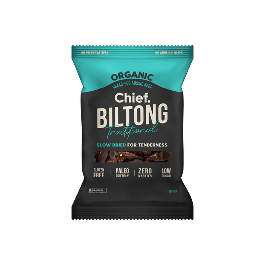 Chief. Traditional Biltong 30g Or 90g, Certified Organic & Slow Dried