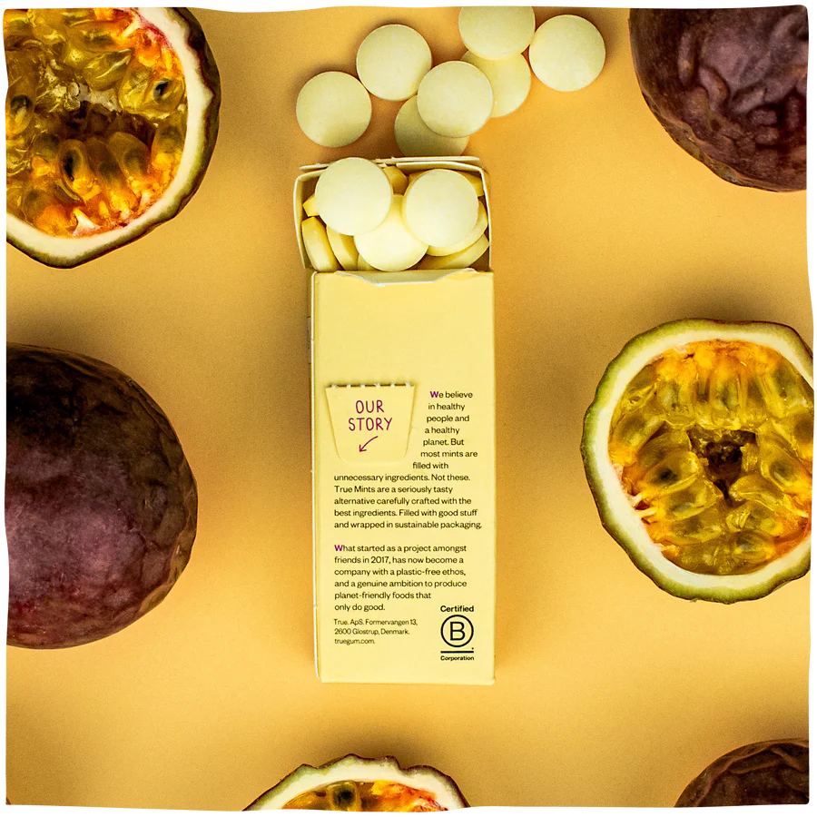 True Mints Sugar Free Mints A Single Pack (13g) Or A Box Of 18, Passionfruit Flavour