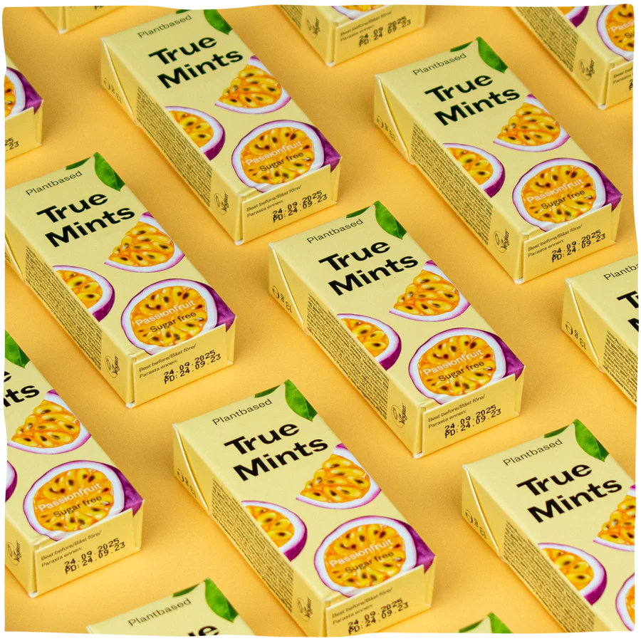 True Mints Sugar Free Mints A Single Pack (13g) Or A Box Of 18, Passionfruit Flavour