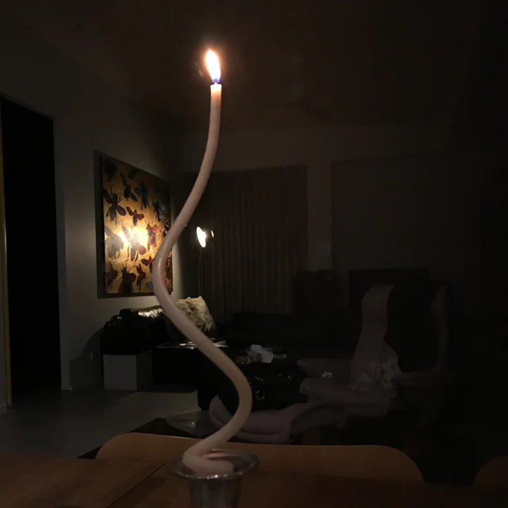 Queen B Pure Australian Beeswax Twisted Candles(4) With Brass Holder(1) - A Black Label Gift Box, +/- 4 Hours Burn Time