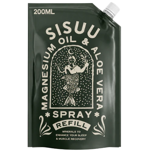SISUU All Natural Magnesium Oil & Aloe Vera Recovery Refill 90mL Or 200mL, Minerals To Enhance Sleep