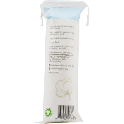 Vrindavan Certified Organic Cotton Pads 100 Pcs, Hypoallergenic & Chemical Free