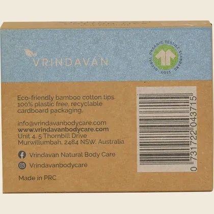 Vrindavan Organic Cotton Tips 200 Per Pack, Plastic-Free Bamboo Stems