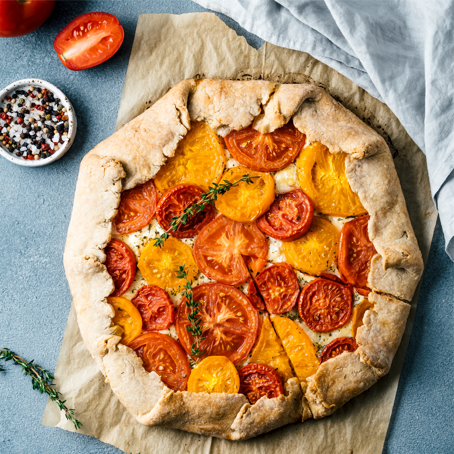 Savoury Vegetable Galette Served with Vegan Ricotta & Fresh Greens