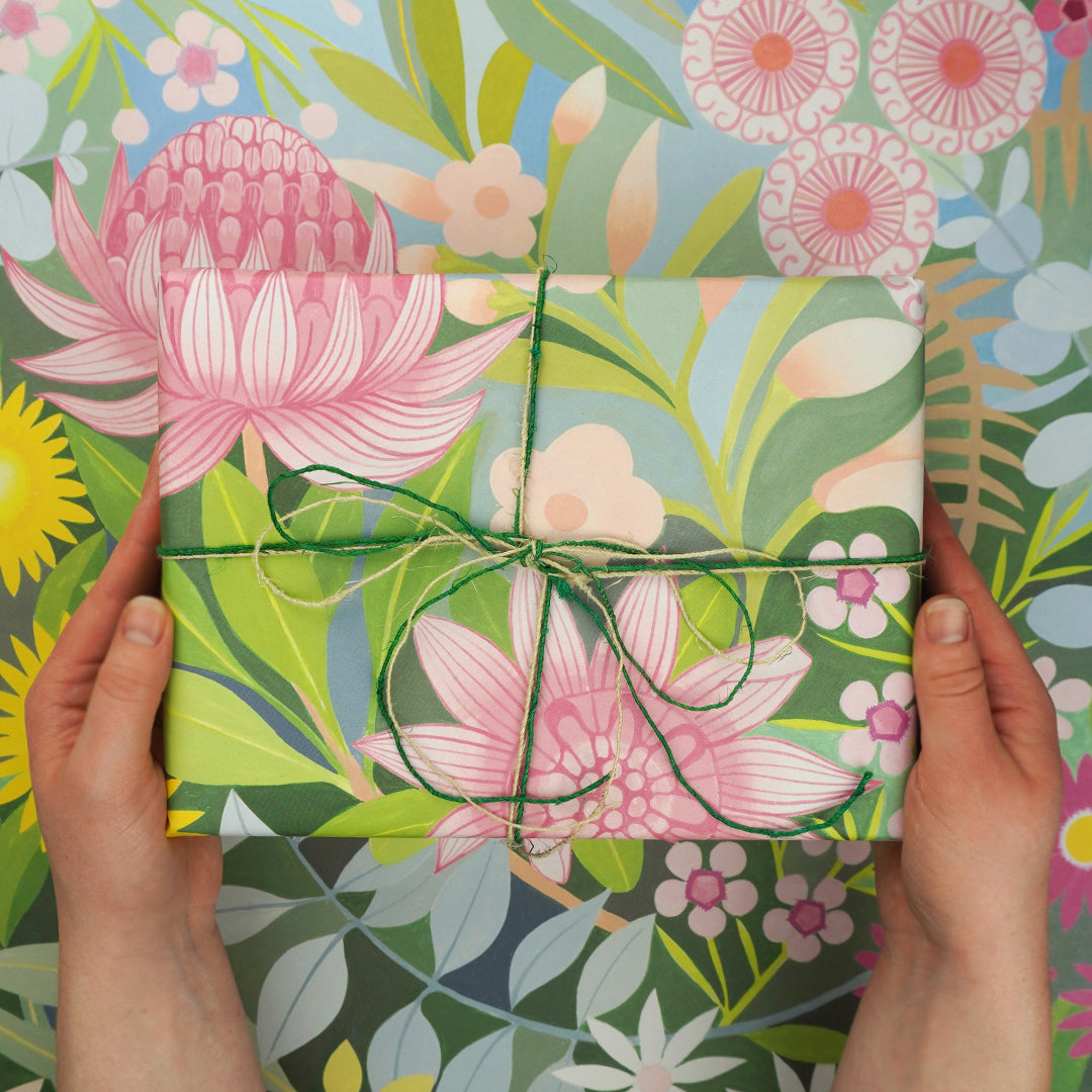 Earth Greetings Bush Bouquet Australian Folded Wrapping Paper, Claire Ishino Collection