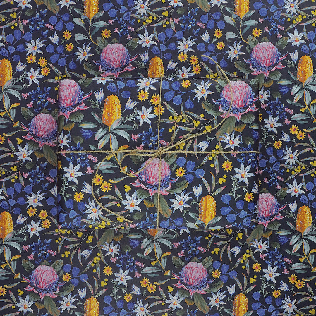 Earth Greetings Bushwalk Australian Folded Wrapping Paper, Jayne Branchflower Collection