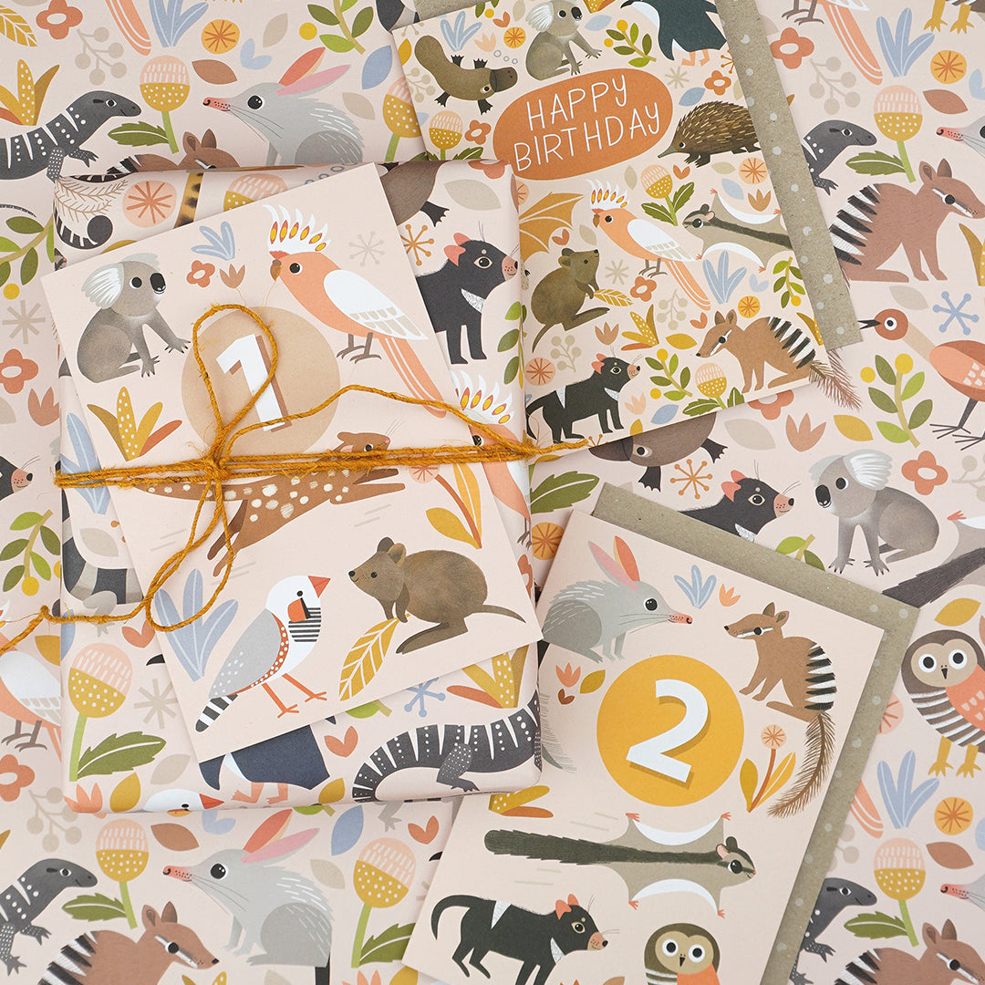Earth Greetings Everyone's Invited Australian Folded Wrapping Paper, Sarah Allen Collection