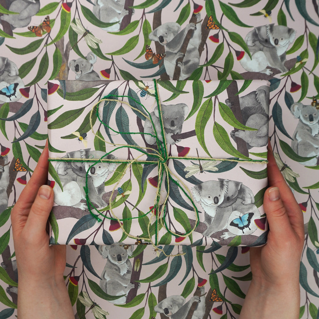 Earth Greetings Koala Playground Folded Wrapping Paper, Negin Maddock Collection