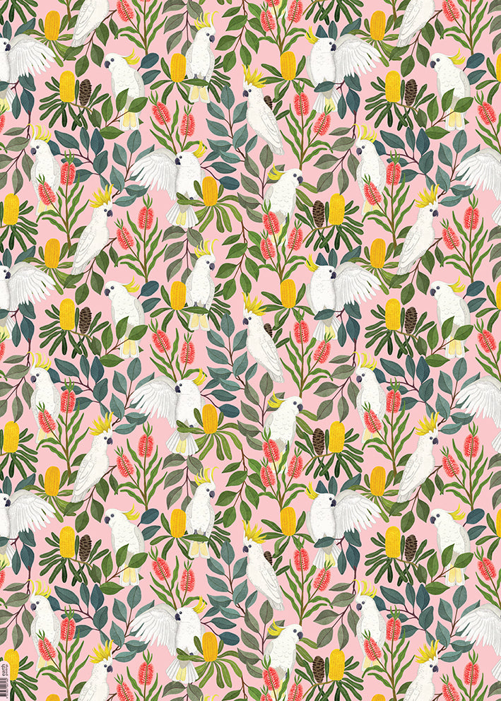 Earth Greetings Aussie Squawkers Australian Folded Wrapping Paper, Negin Maddock Collection