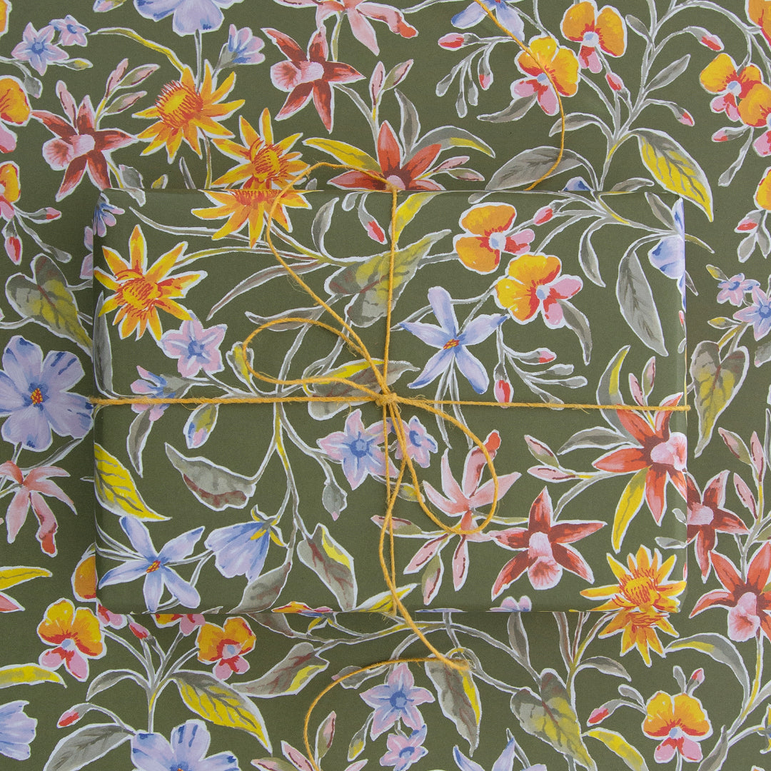 Earth Greetings Wildflower Wander Australian Folded Wrapping Paper, Jayne Branchflower Collection