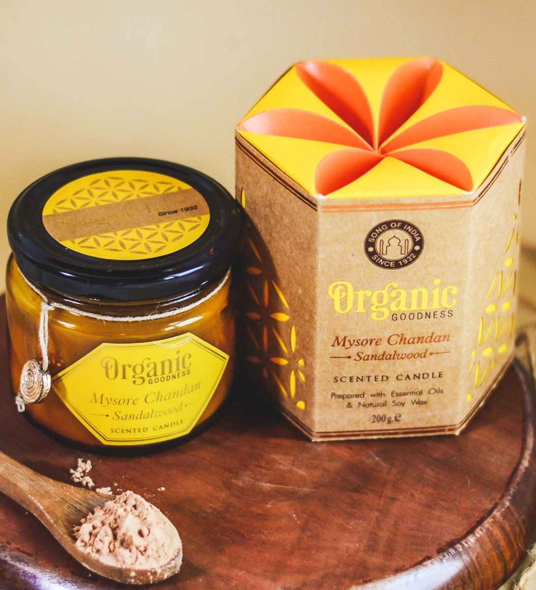 Song of India Mysore Chandan Candle 200g, Warm Sandalwood Calm