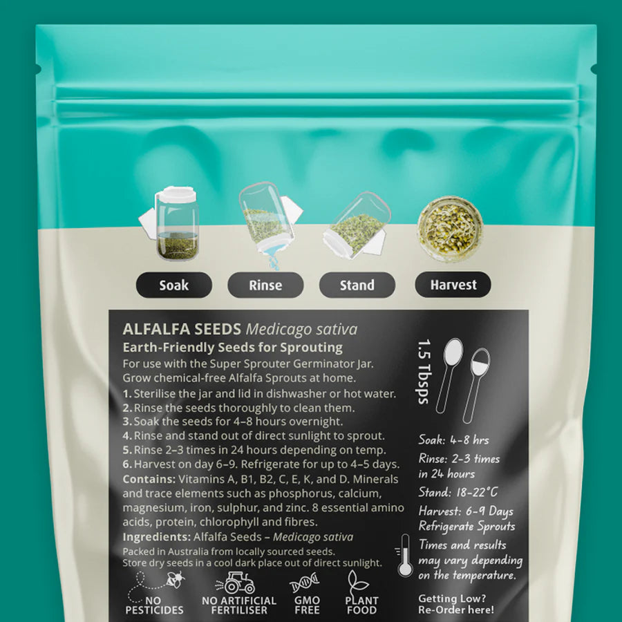 Untamed Health Earth-Friendly Sprouting Seeds 100g, Alfalfa Seeds