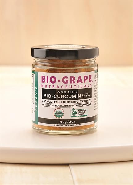 Australian Harvest Bio-Grape Nutriceuticals Certified Organic Bio-Curcumin 95% 60g, 1/2 A Teaspoon = 15 Teaspoons Of Turmeric