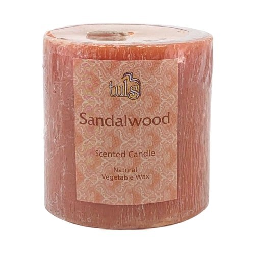 Tulsi Natural Vegetable Wax Candle With A Brushed Effect 75mm, Please Choose Your Fragrance