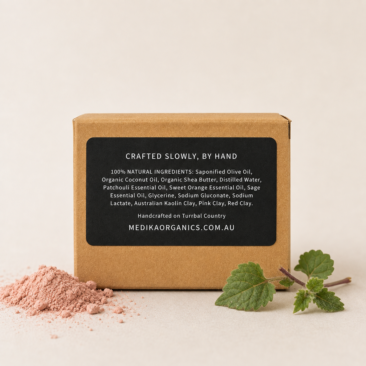 Medika Organics Pink Clay Patchouli Soap Bar 130g, Handmade In Queensland