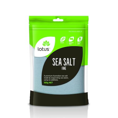 Lotus Fine Sea Salt 500g, Naturally Evaporated Australian Salt