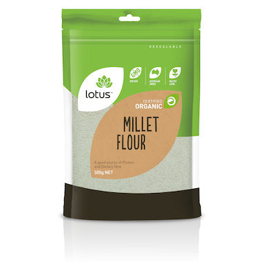 Lotus Organic Millet Flour 500g, A Good Source Of Protein