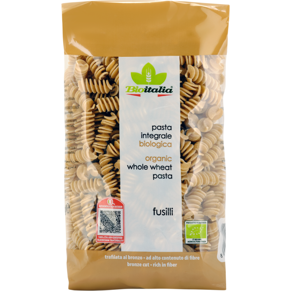 Bioitalia Organic Whole Wheat Fusilli Pasta 500g, Cooks In 9 Minutes