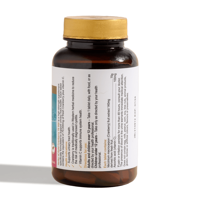 Herbs Of Gold Cranberry 70 000, 50 Tablets (Vegan)