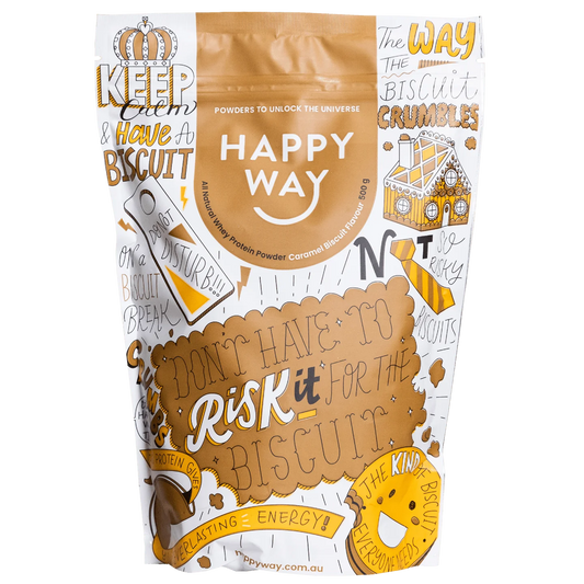 Happy Way Whey Protein Powder 500g, Caramel Biscuit Flavour