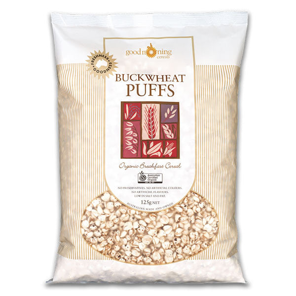 Good Morning Cereals Organic Puffed Buckwheat 125g, Light & Airy Gluten-Free Crunch