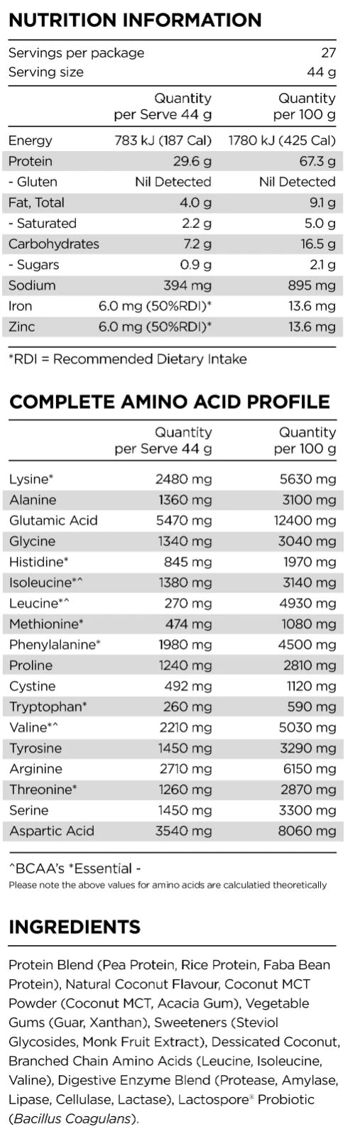 Prana On Power Plant Protein 500g, 1.2kg Or 2.5kg, Coconut Mylk