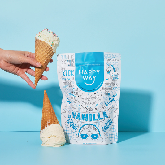 Happy Way Whey Protein Powder 60g Or 500g, Vanilla Ice Ice Baby Flavour