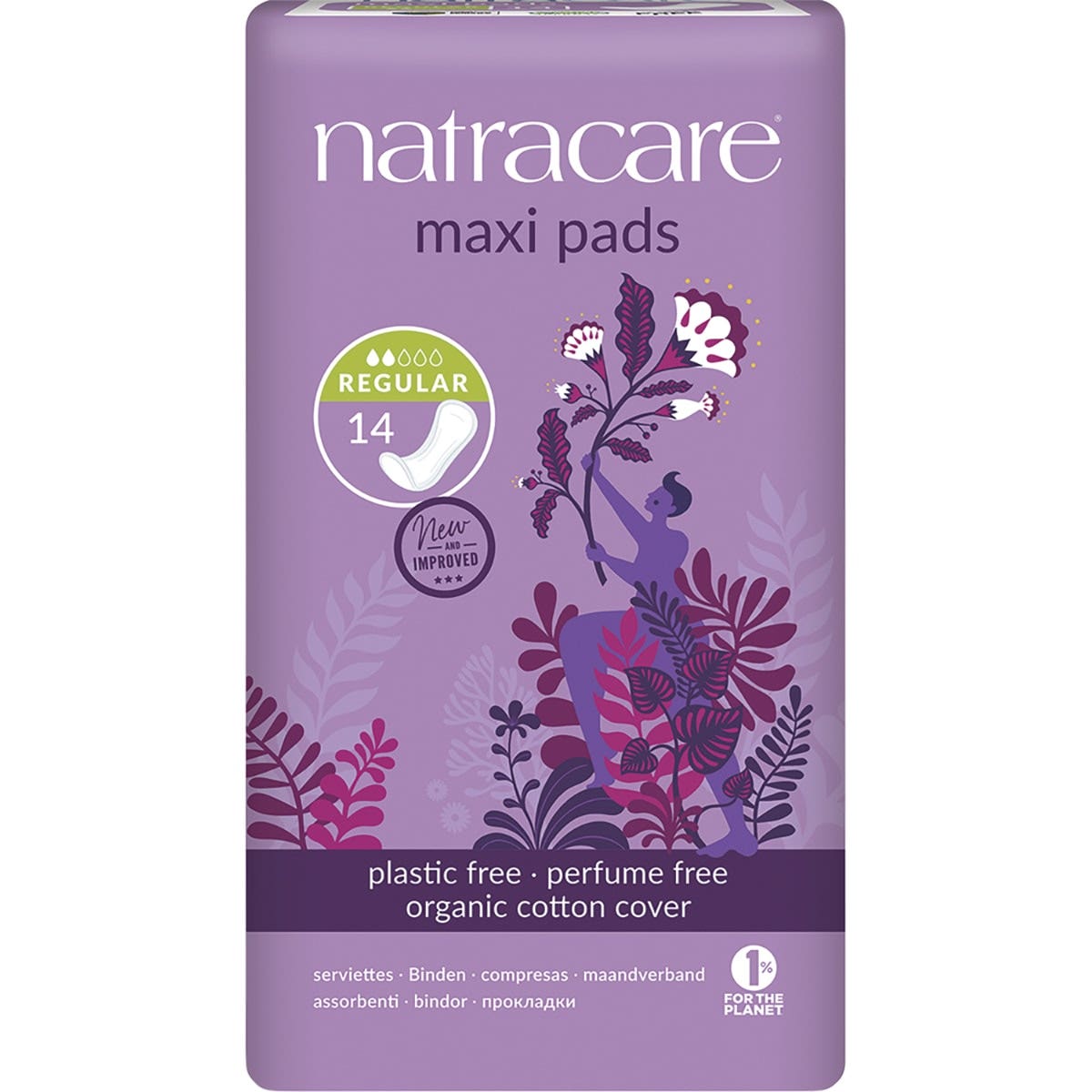 Natracare Maxi Pads 14pk, Regular Without Wings {Low Flow}