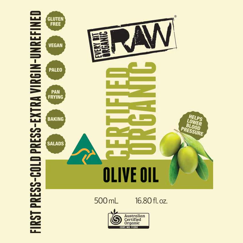 Every Bit Organic Raw Cold Pressed Oil 250ml Or 500ml, Olive {Extra Virgin}