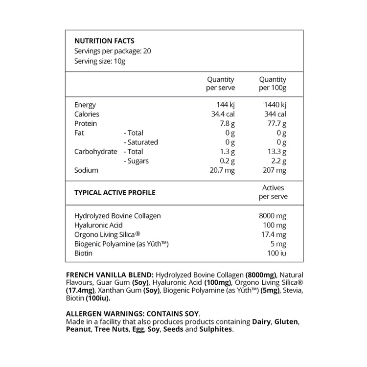 Before You Speak Collagen Complex 200g, French Vanilla Flavour