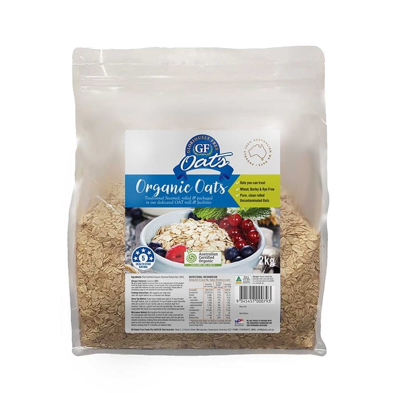 Gloriously Free Uncontaminated Organic Aussie Oats 500g, 1kg Or 2kg, {Wheat, Rye & Barley Free}