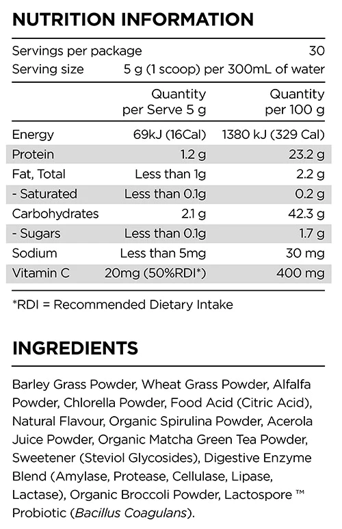 Prana On Super Greens 150g, Tropical
