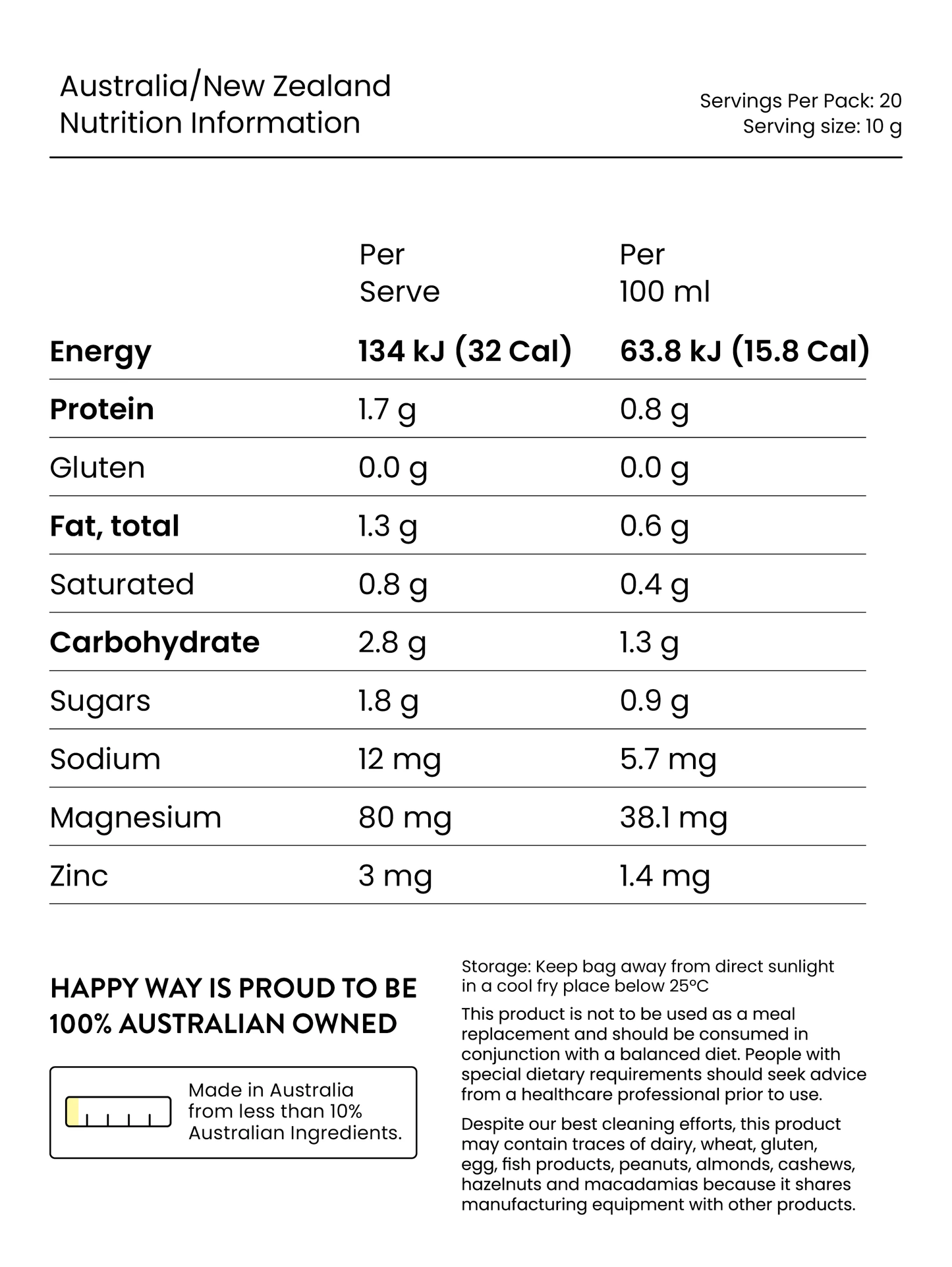 Happy Way Sophie's Sleep Tight Hot Choccy 200g, Vegan