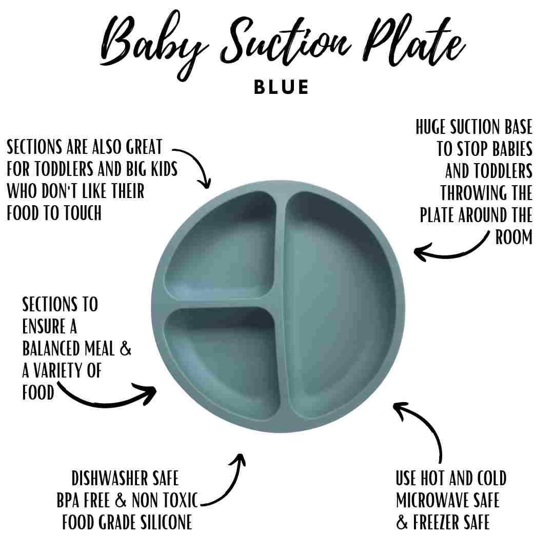 Little Mashies Silicone Sucky Platter Plate, Dusty Blue
