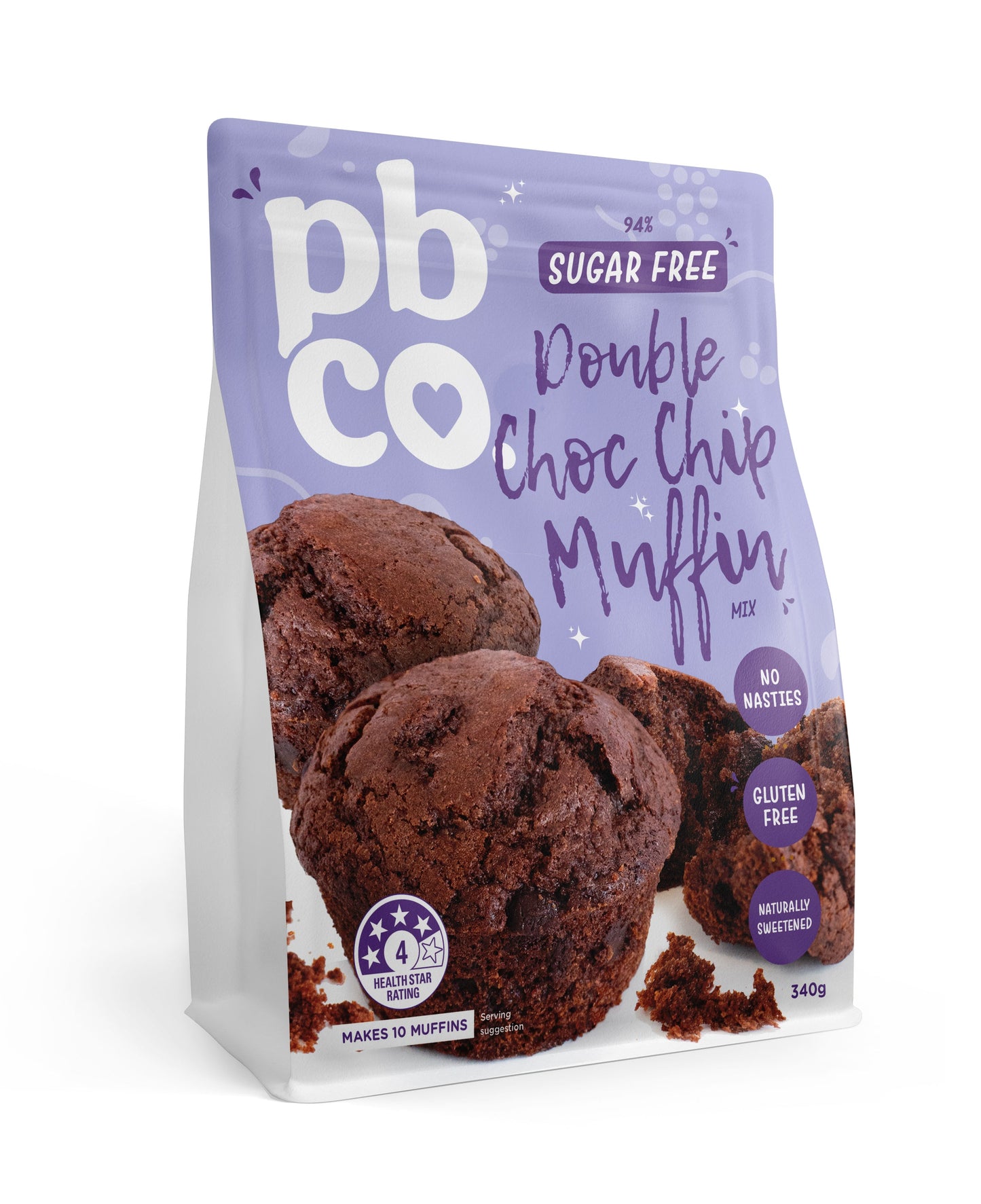 PBCo Sugar Free Mix 340g, Double Choc Chip Muffin Mix
