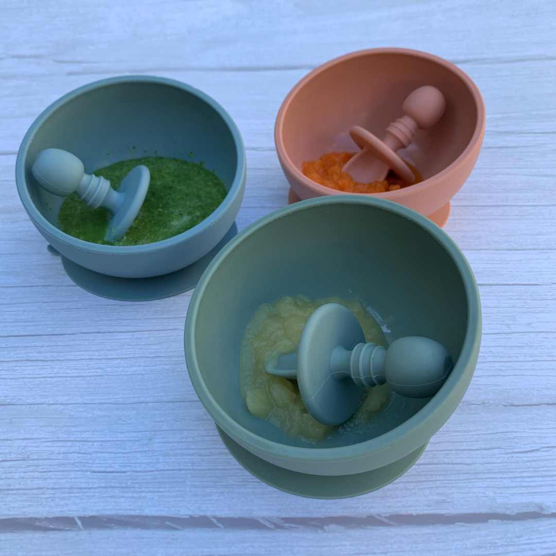 Little Mashies Silicone Sucky Bowl, Dusty Blue