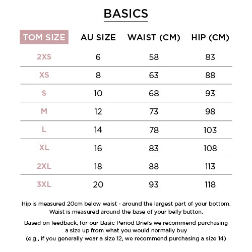 Tom Organic The Period Brief Mid Rise S, M, L Or XL, Black