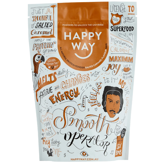 Happy Way Whey Protein Powder 60g Or 500g, Salted Caramel Flavour