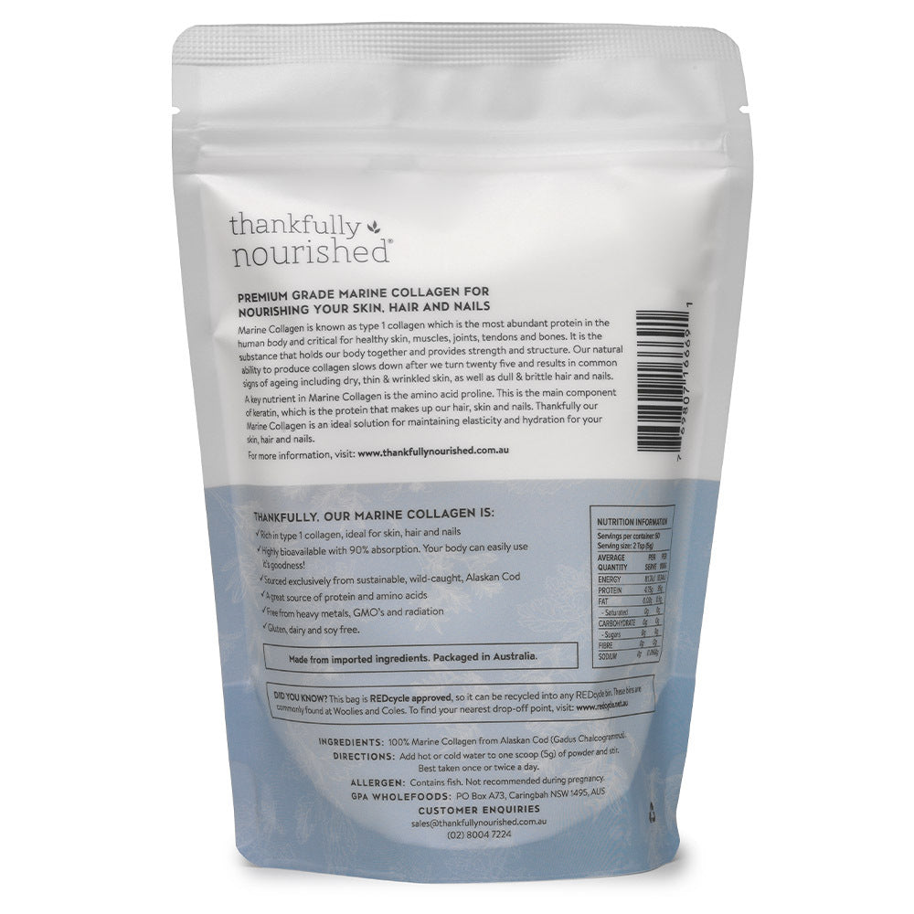 Thankfully Nourished Marine Collagen 100g Or 300g, Unflavoured From Aussie Wild Snapper