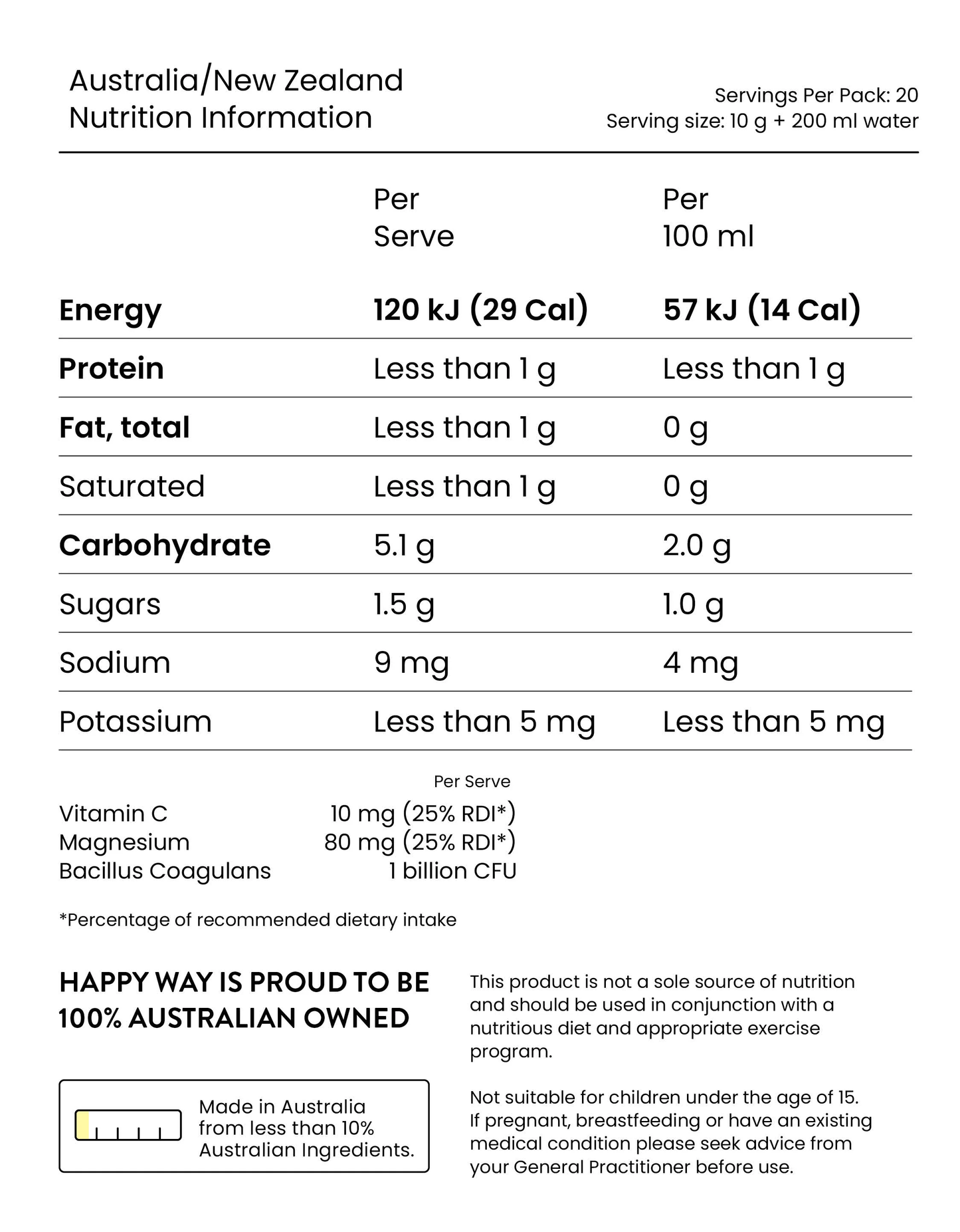 Happy Way Superreds Powder 200g, Raspberry