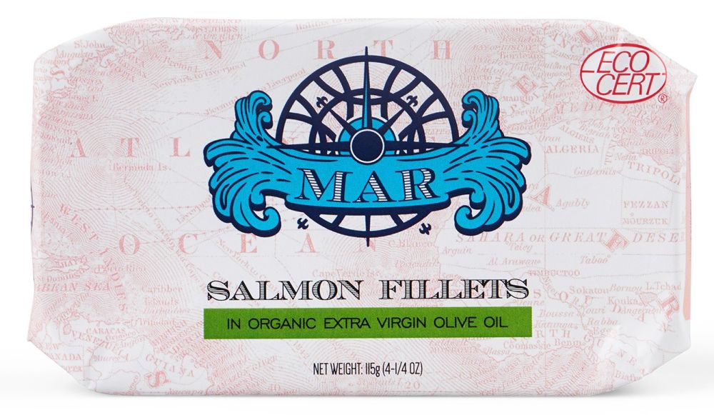 MAR Salmon Fillets In Organic Extra Virgin Olive Oil 115g, BPA Free