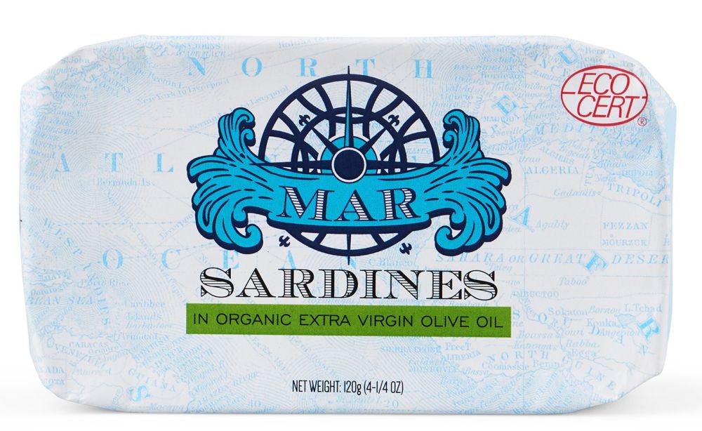 MAR Sardines With Smoke Flavour In Organic Olive Oil 120g, BPA Free