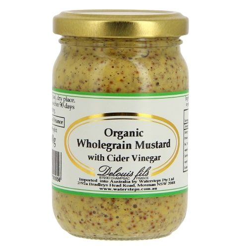 Delouis France Organic Wholegrain Mustard With Cider Vinegar 200g Jar, Product Of France