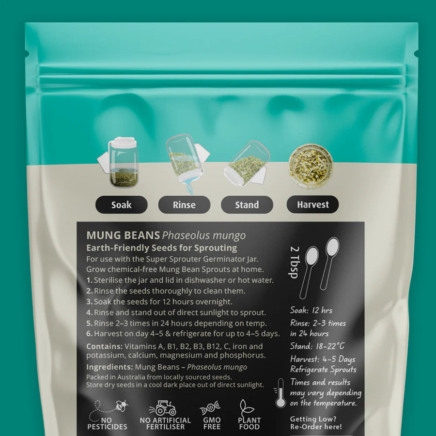 Untamed Health Earth-Friendly Sprouting Seeds 100g, Mung Beans